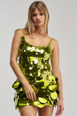 BOLD AND BRIGHT SEQUIN MINI DRESS IN GREEN