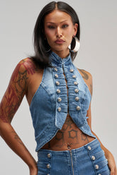 ALIGNED MILITARY DENIM TOP
