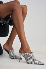 AZALEA WANG ANNIKA ZEBRA PRINTED MULE STILETTO PUMP