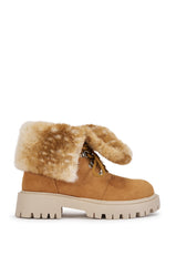 AZALEA WANG AVENUE CAMEL FLAT BOOTIE