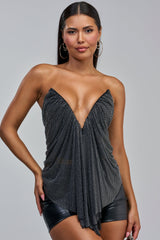 DREAMY RHINESTONE MESH TOP