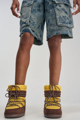 AZALEA WANG GRAVITY YELLOW MULTI FLAT BOOTIE