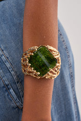 CHAMPAGNE DRIP GREEN GEM BRACELET