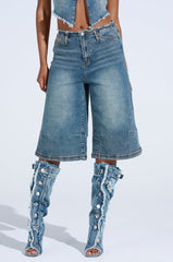BREAK UP WITH HIM DENIM SHORTS