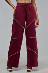 CALI MULTI ZIPPER JOGGER IN BURGUNDY
