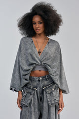 DRIFTING AWAY BLOUSE IN CHARCOAL