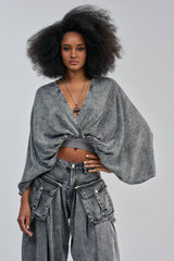 DRIFTING AWAY BLOUSE IN CHARCOAL