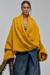 CRAZY FOR YOU CROSS FRONT SWEATER IN MUSTARD