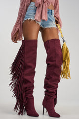 AZALEA WANG NORMA FAUX SUEDE FRINGE STILETTO BOOT