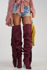 AZALEA WANG NORMA FAUX SUEDE FRINGE STILETTO BOOT