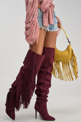 AZALEA WANG NORMA FAUX SUEDE FRINGE STILETTO BOOT