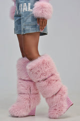 AZALEA WANG PILLOW TALK PINK WEDGE BOOT