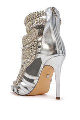 AZALEA WANG PUSHER EMBELLISHED SANDAL IN SILVER
