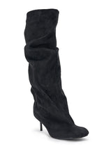 AZALEA WANG RANDALL BLACK SUEDE SLOUCHY STILETTO BOOT