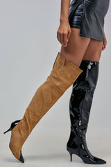 AZALEA WANG REINA TAN AND BLACK COLORBLOCKED STILETTO BOOT