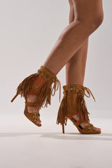 AZALEA WANG SALGADO FRINGE GLADIATOR STILETTO SANDAL