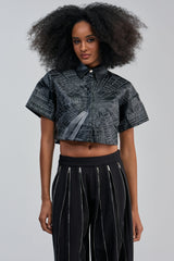 DONT LOOK UP PU CROPPED BUTTON DOWN