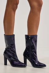 AZALEA WANG WINGROVE PURPLE CROC BLOCK BOOTIE