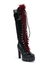 AZALEA WANG ZURI BLACK MULTI FUR LUG SOLE BOOT