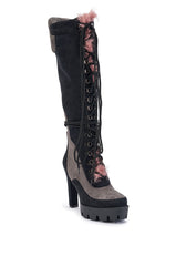 AZALEA WANG ZURI BLACK PINK BLOCK KNEE HIGH BOOT
