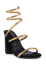 AZALEA WANF INDERPAL BLACK SANDAL WITH GOLD COIL