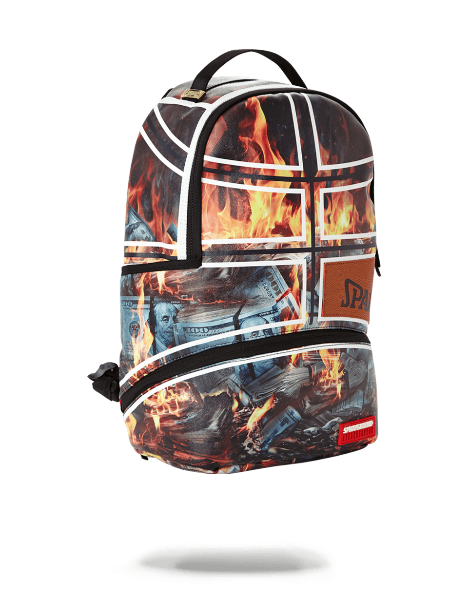SPALDING X SPRAYGROUND FIRE MONEY BACKPACK