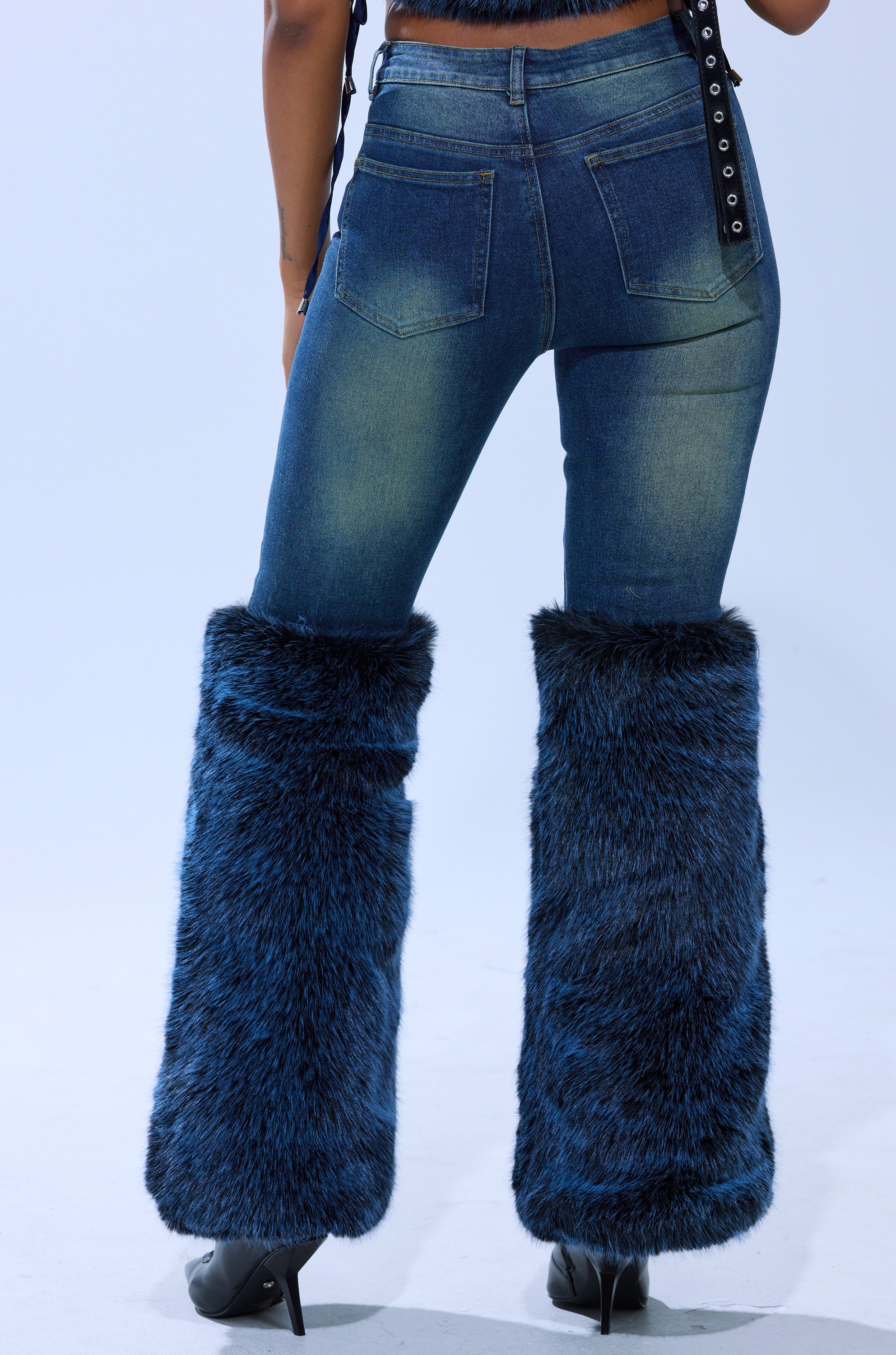 ALL A DREAM DENIM PANT WITH FUR CUFFS