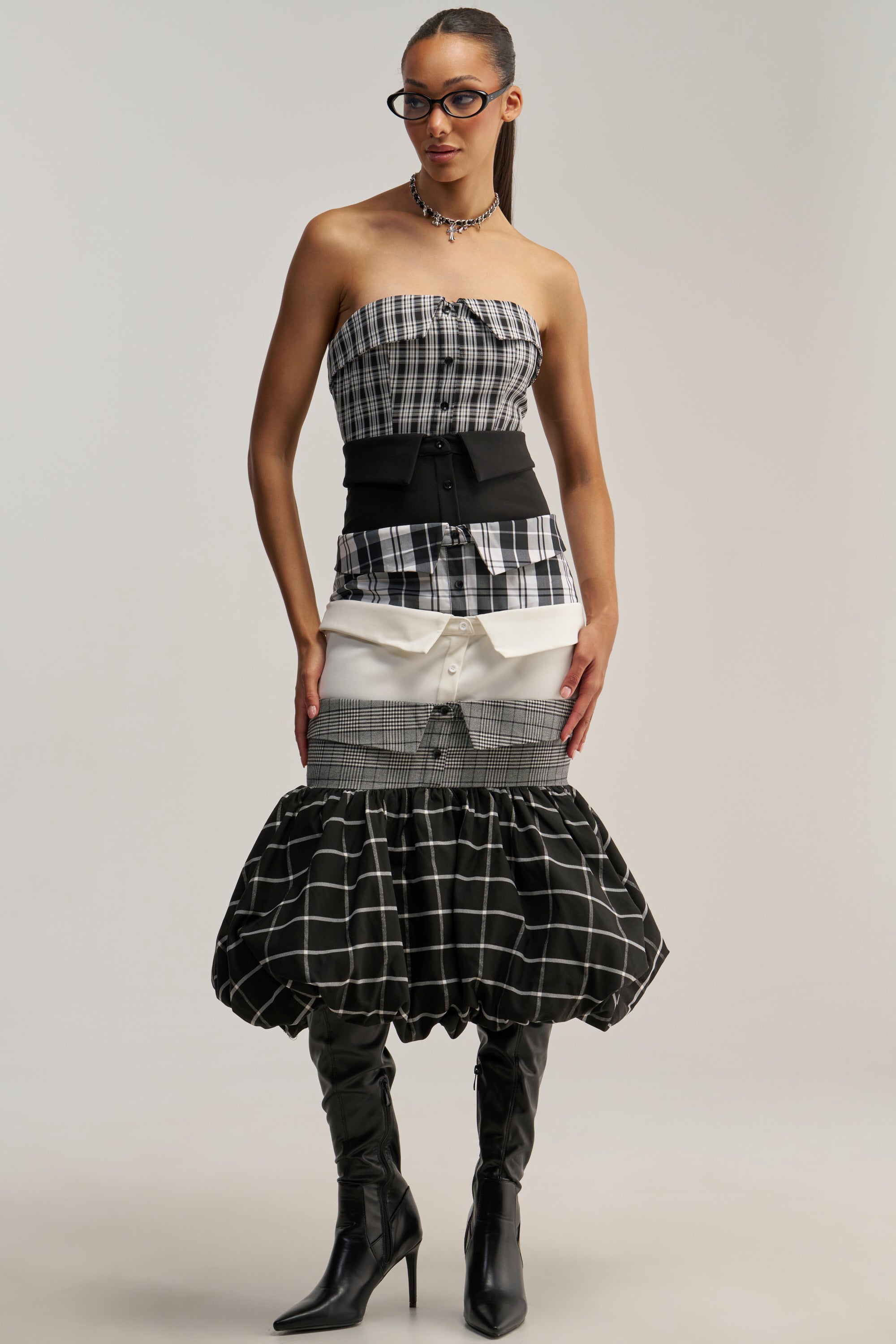 CHANGING IT UP PLAID MIDI DRESS