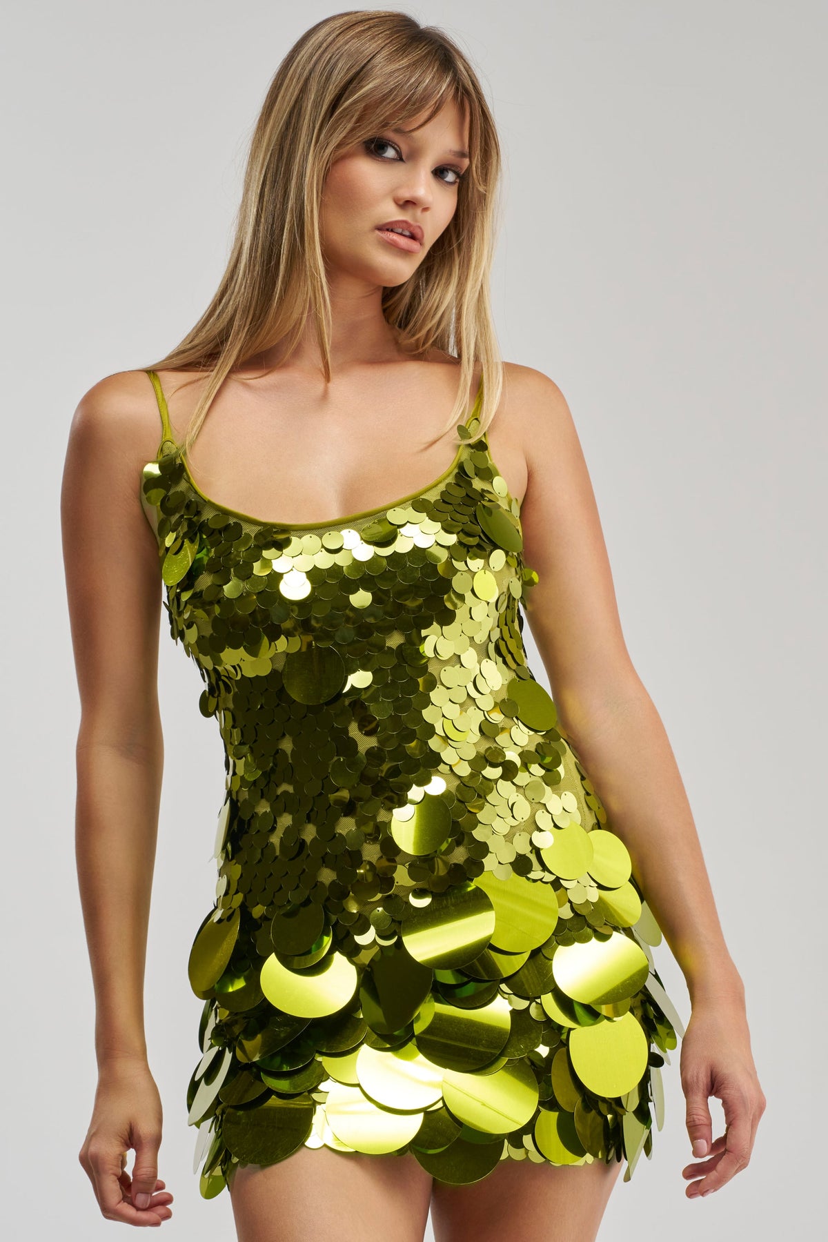 BOLD AND BRIGHT SEQUIN MINI DRESS IN GREEN
