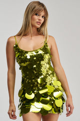BOLD AND BRIGHT SEQUIN MINI DRESS IN GREEN