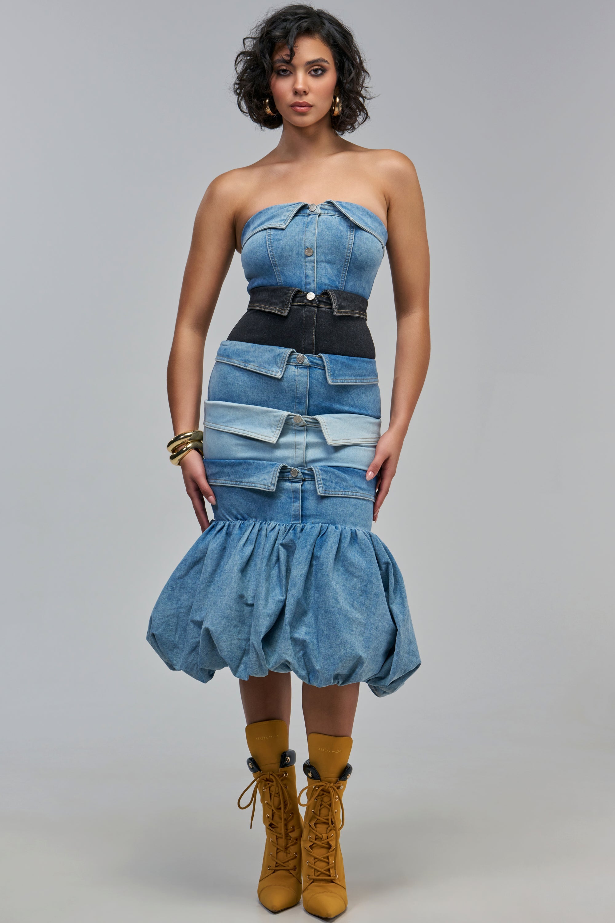 BUTTON UP DENIM MAXI DRESS