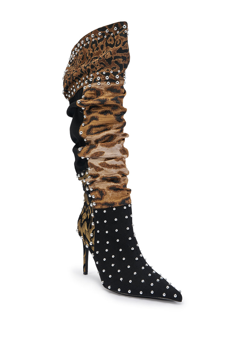 AZALEA WANG AILA ANIMAL PATCHWORK STILETTO BOOT