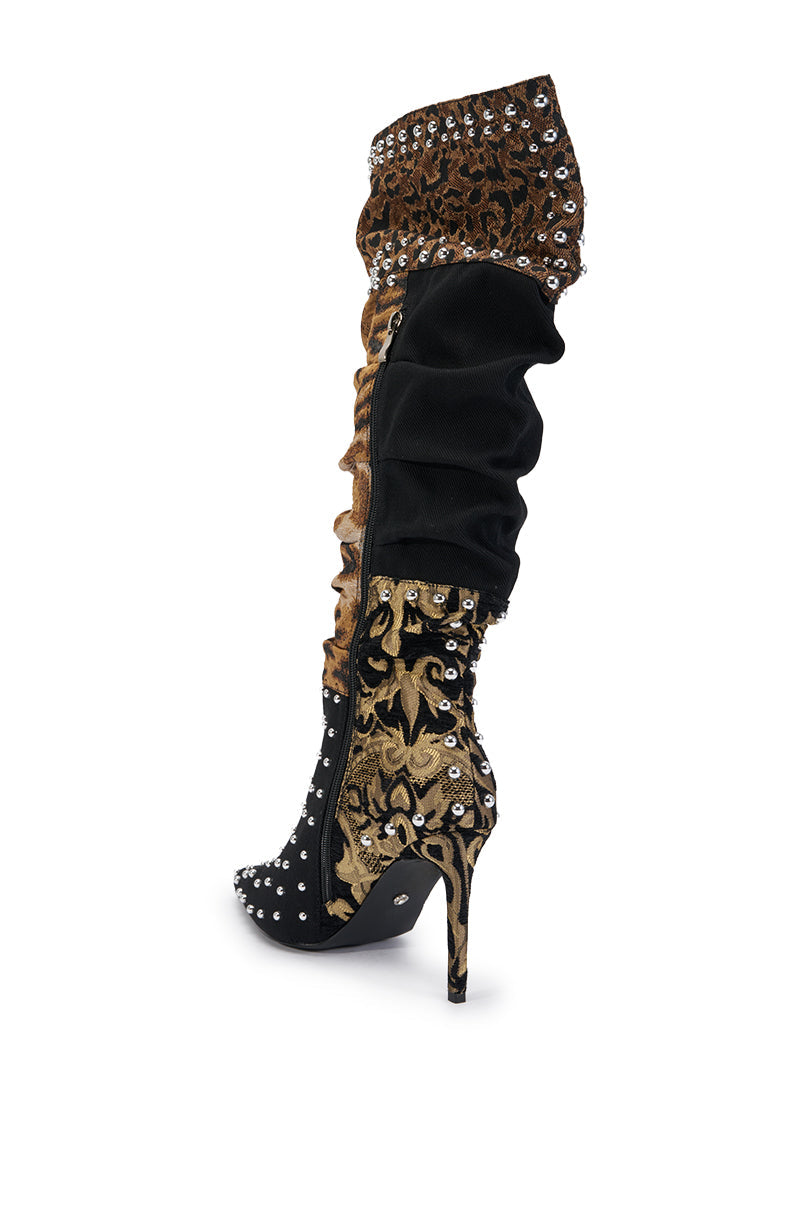 AZALEA WANG AILA ANIMAL PATCHWORK STILETTO BOOT