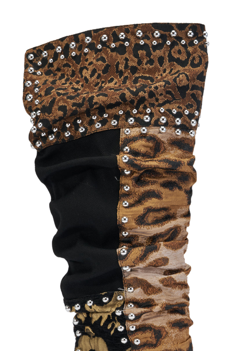 AZALEA WANG AILA ANIMAL PATCHWORK STILETTO BOOT