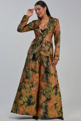 BUY MYSELF FLOWERS BROCADE TROUSER IN GOLD