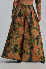 BUY MYSELF FLOWERS BROCADE TROUSER IN GOLD
