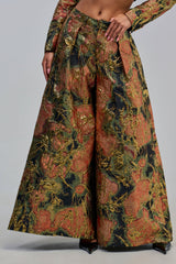 BUY MYSELF FLOWERS BROCADE TROUSER IN GOLD