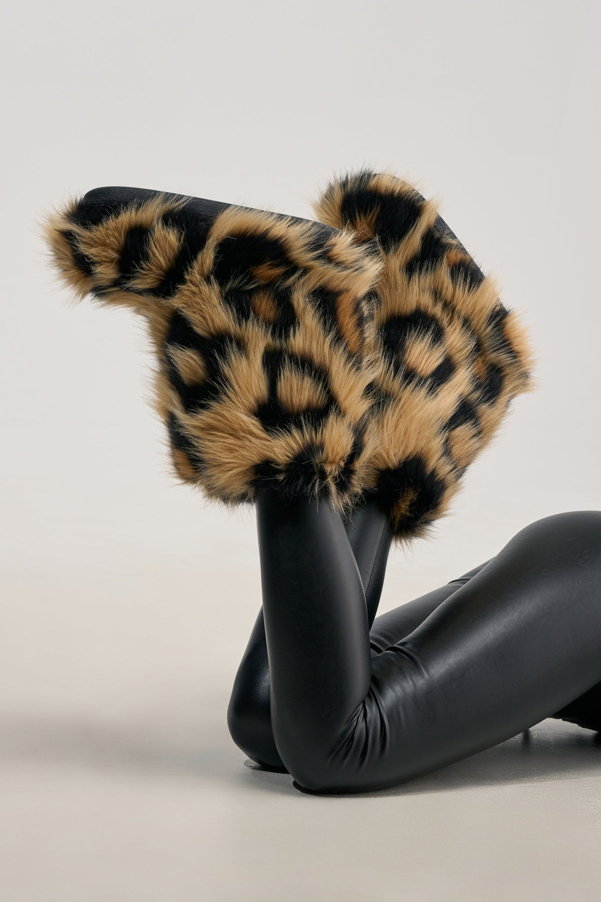 AZALEA WANG ALBERT BROWN LEOPARD FLAT FUR BOOTIE