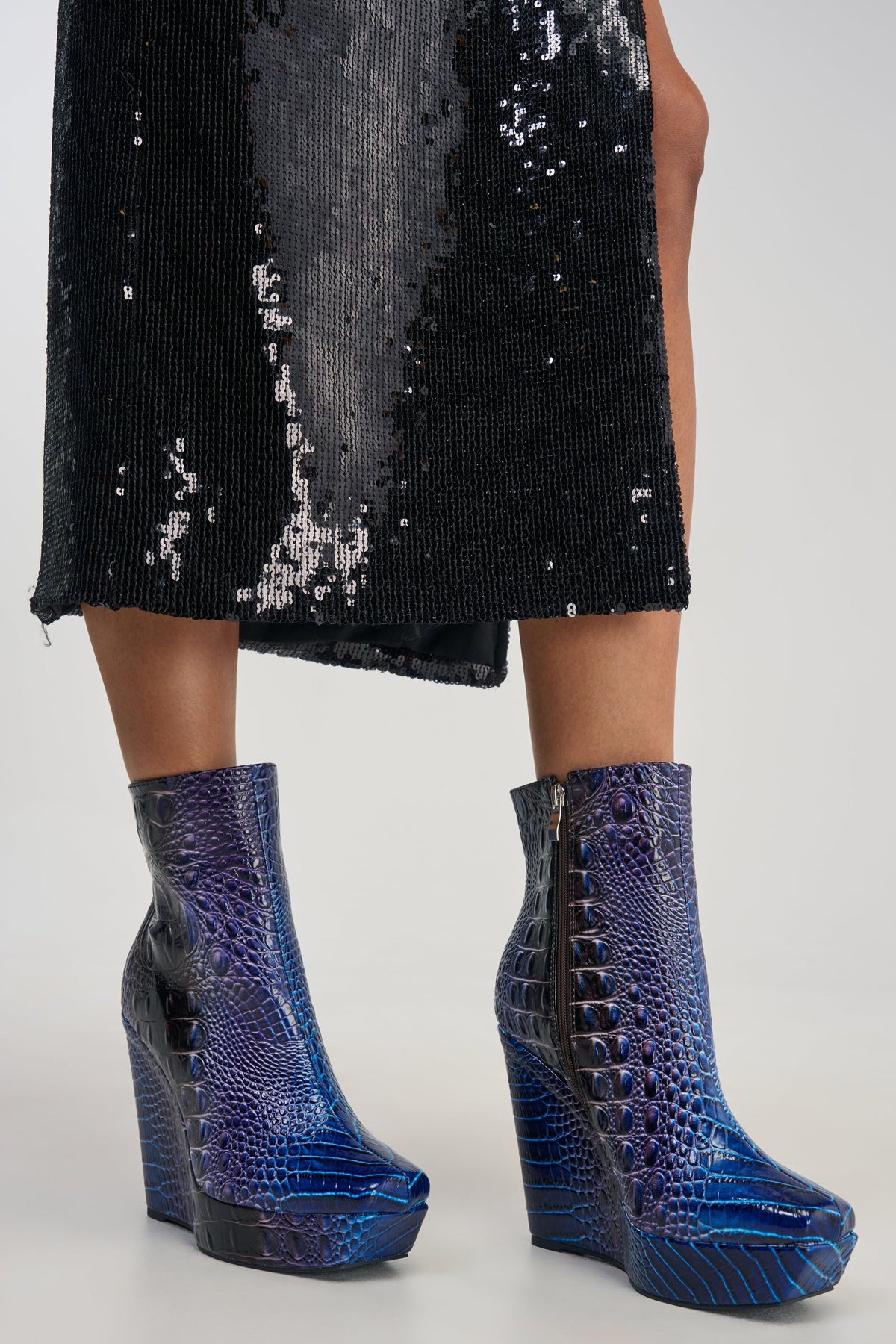 AZALEA WANG ALESSANDRA MULTI CROC WEDGE BOOTIE