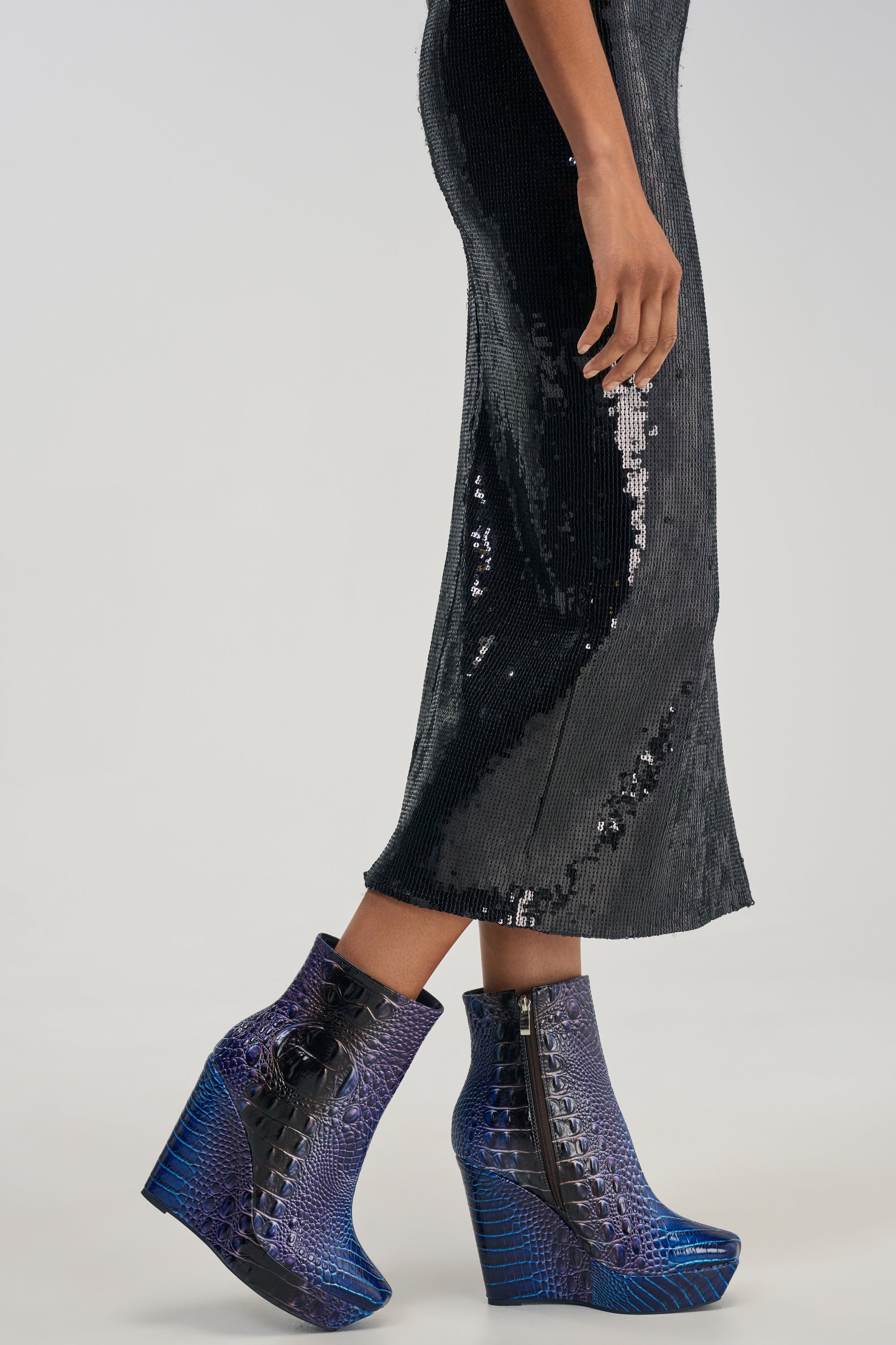 AZALEA WANG ALESSANDRA MULTI CROC WEDGE BOOTIE