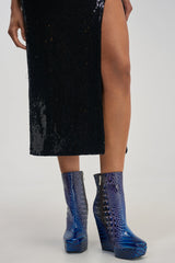 AZALEA WANG ALESSANDRA MULTI CROC WEDGE BOOTIE