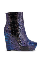 AZALEA WANG ALESSANDRA MULTI CROC WEDGE BOOTIE