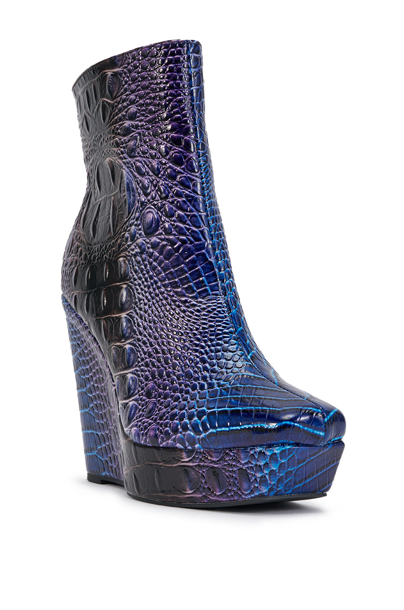 AZALEA WANG ALESSANDRA MULTI CROC WEDGE BOOTIE
