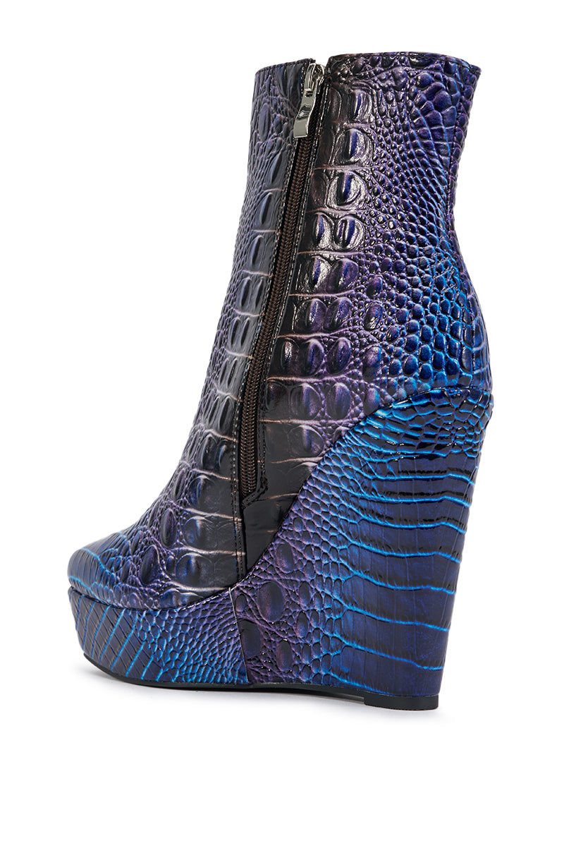 AZALEA WANG ALESSANDRA MULTI CROC WEDGE BOOTIE