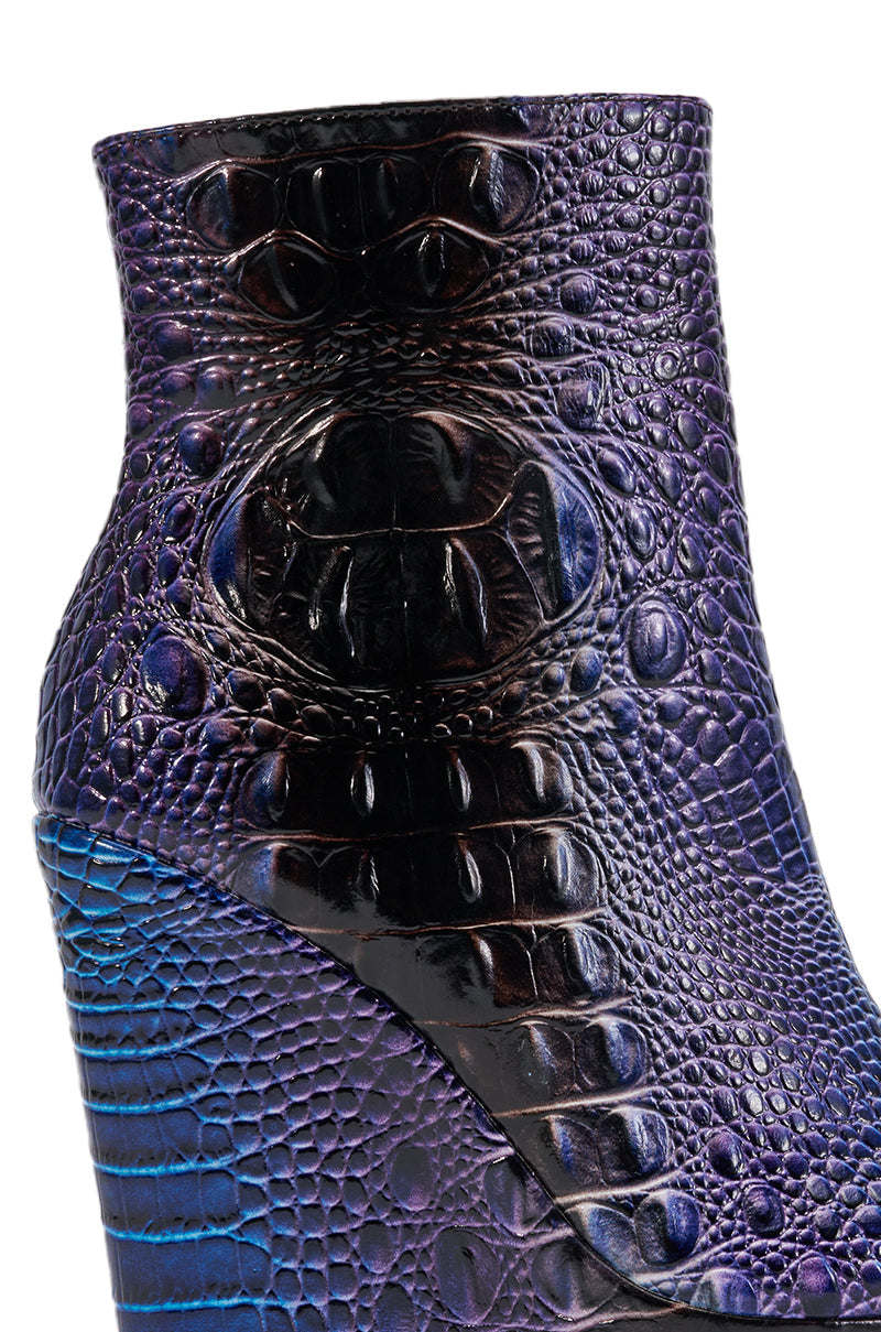 AZALEA WANG ALESSANDRA MULTI CROC WEDGE BOOTIE