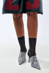 AZALEA WANG ANNIKA ZEBRA PRINTED MULE STILETTO PUMP