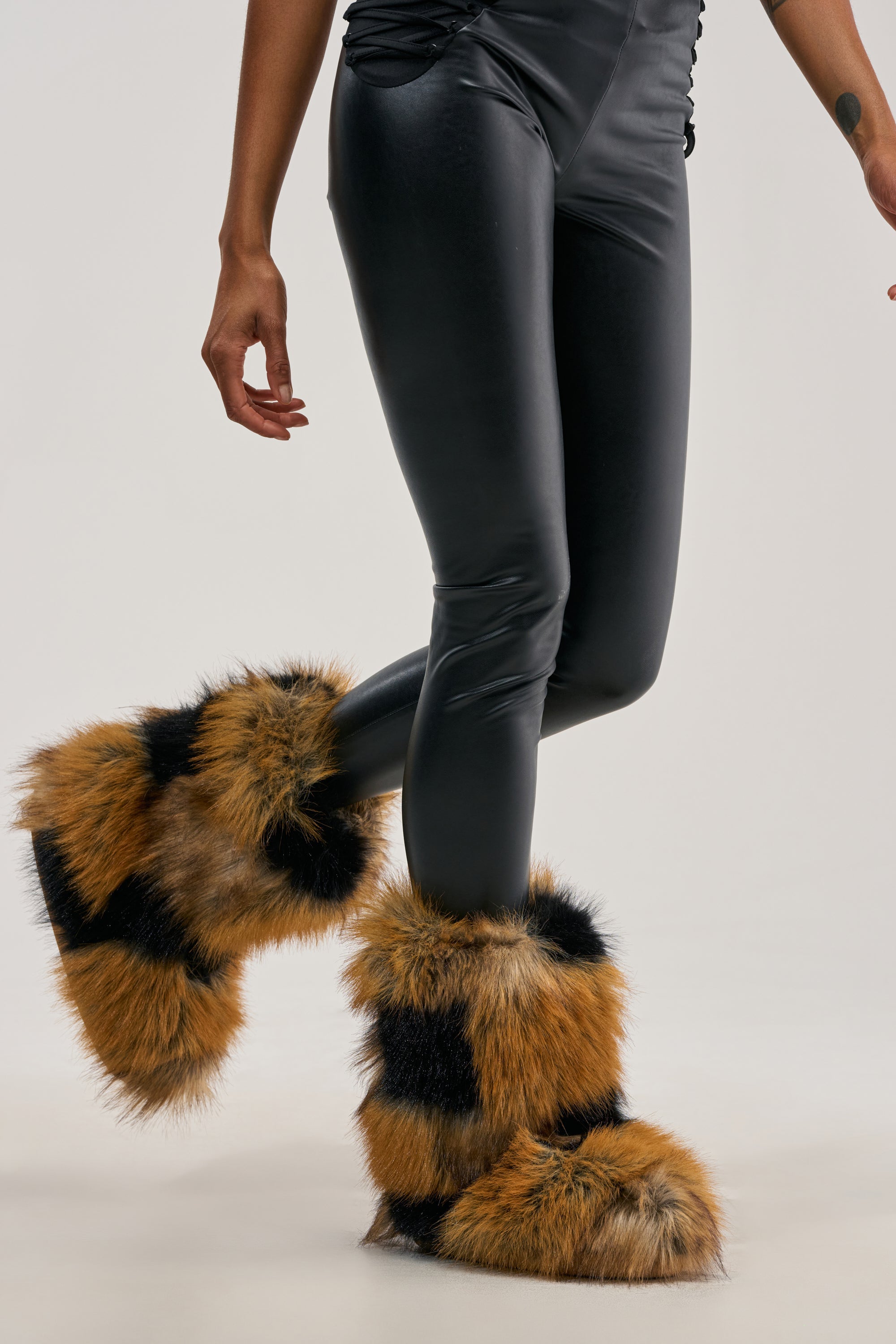 AZALEA WANG ANSELIE BROWN MULTI PATCHWORK BOOTIE
