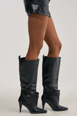 AZALEA WANG ARIELLE BLACK CROC BOOT