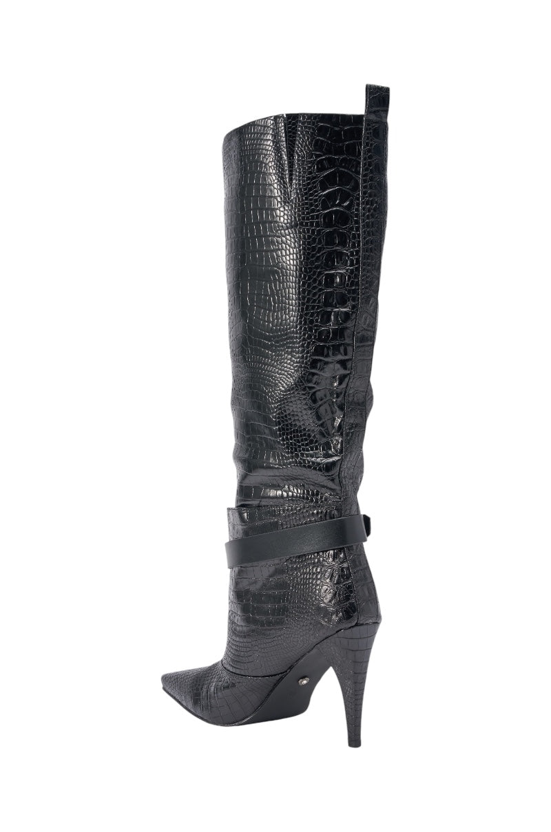 AZALEA WANG ARIELLE BLACK CROC BOOT