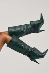 AZALEA WANG ARIELLE EMERALD GREEN CROC BOOT